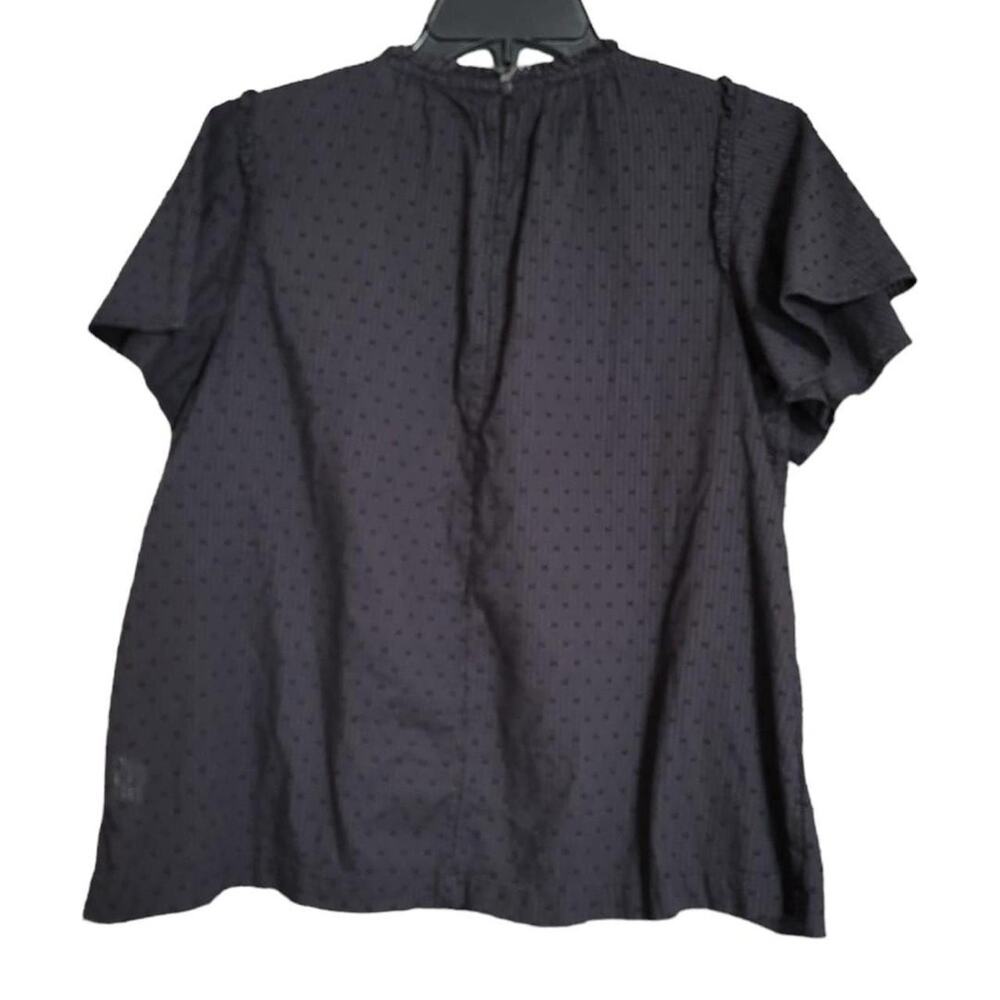 Lauren Conrad Black Polka Dot Smocked Ruffle Top Sleeves Size Medium - Picture 2 of 9